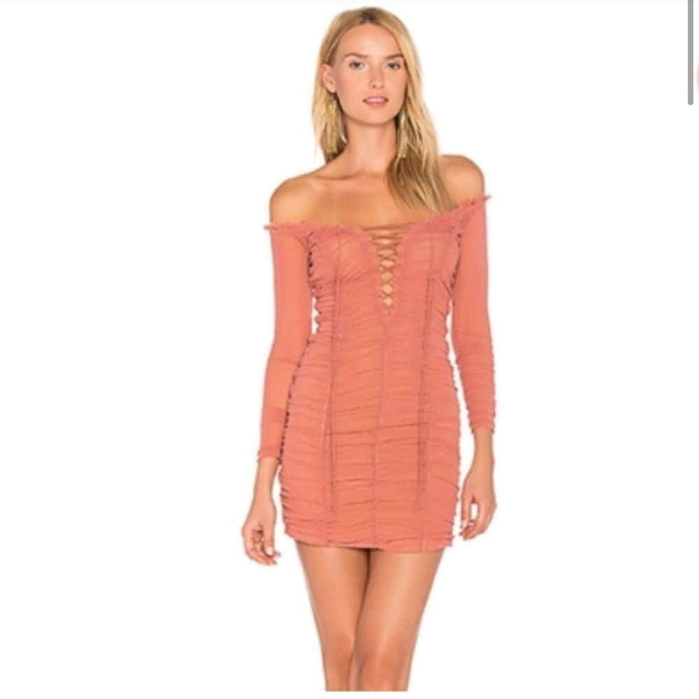Revolve Majorelle Darling Off The Shoulder Mesh Mini Dress Small